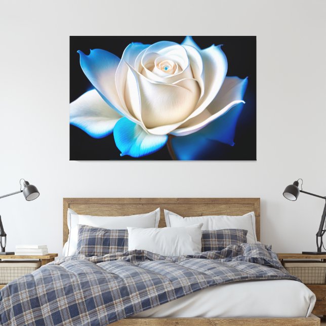 Impressão Em Tela White and Blue Rose (Insitu(Quarto))