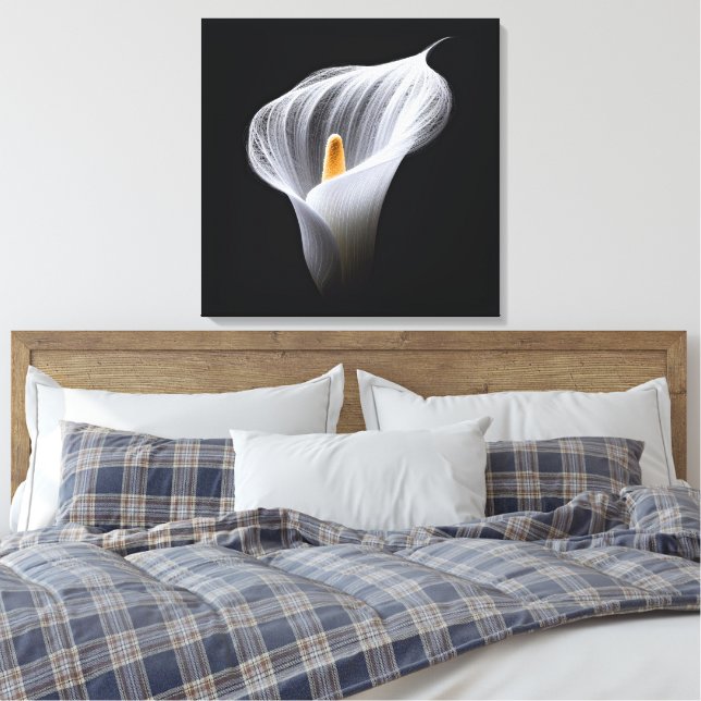 Impressão Em Tela White Calla Lily Em Preto (Insitu(Quarto))
