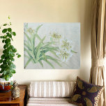 Impressão Em Tela White Lily<br><div class="desc">White Lily é uma pintura de pincel no estilo tradicional chinês "gongbi". Aquarela e tinta em papel de arroz. O lírio é chamado 百 合 em chinês, que é pronunciado como bău i hé, que tem o significado simbólico de "união feliz por cem anos". O lírio é a flor do...</div>