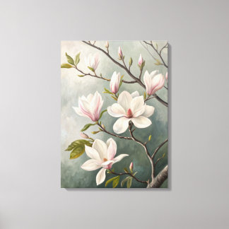 Impressão Em Tela White Magnolia Blossoms Print | Elegant Spring;