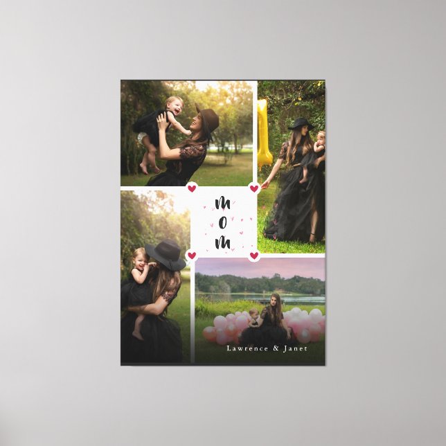 Impressão Em Tela White Modern Personalised Love You Collage Photo (Frente)