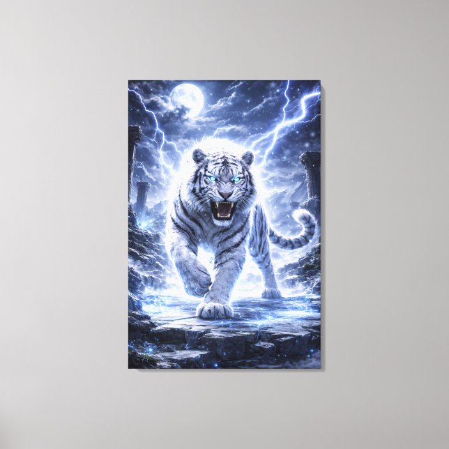 Impressão Em Tela White Tiger Ascension – Celestial Guardian | Man J (Frente)