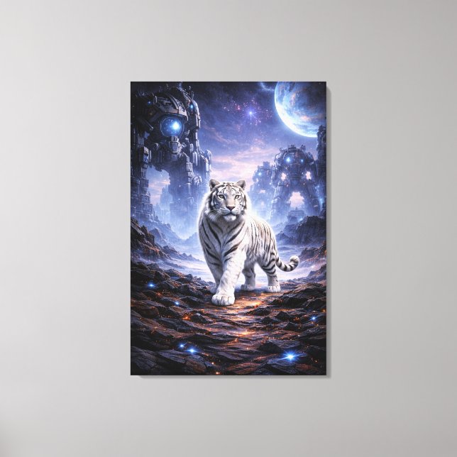Impressão Em Tela White Tiger Fantasy Art | Man Jiang Hong Art Serie (Frente)
