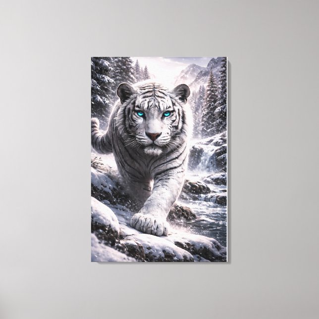 Impressão Em Tela White Tiger in Motion – ManJiangHong Art Series (Frente)