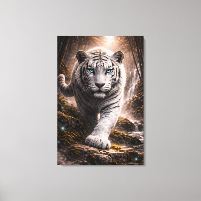 Impressão Em Tela White Tiger in Motion – ManJiangHong Art Series (Frente)
