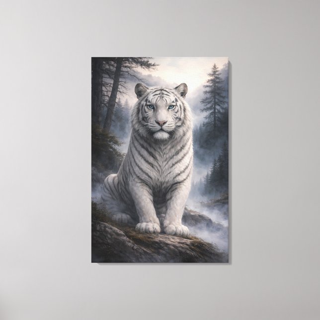 Impressão Em Tela White Tiger in Motion – ManJiangHong Art Series (Frente)