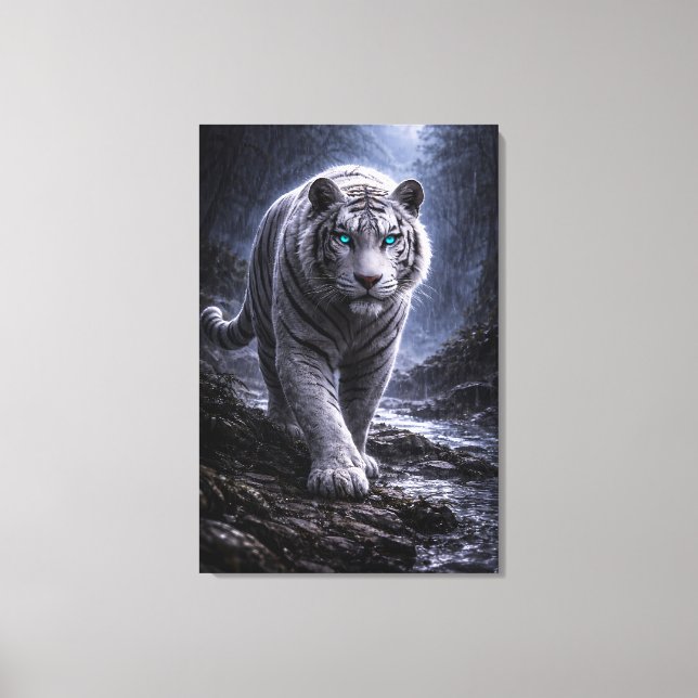 Impressão Em Tela White Tiger in Motion – ManJiangHong Art Series (Frente)