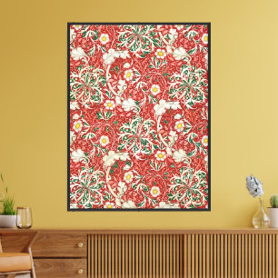 Impressão Em Tela William Morris Algas Flor Antiga Vermelho Verde