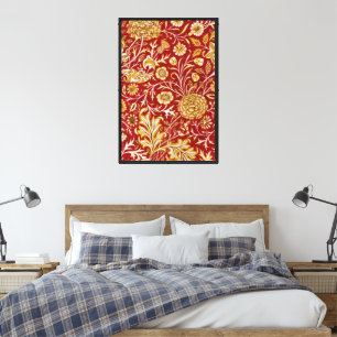Impressão Em Tela William Morris Cherwell Padrão Floral Vermelho