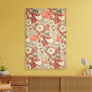 Impressão Em Tela William Morris Primavera Compton Flor Vintage Verm