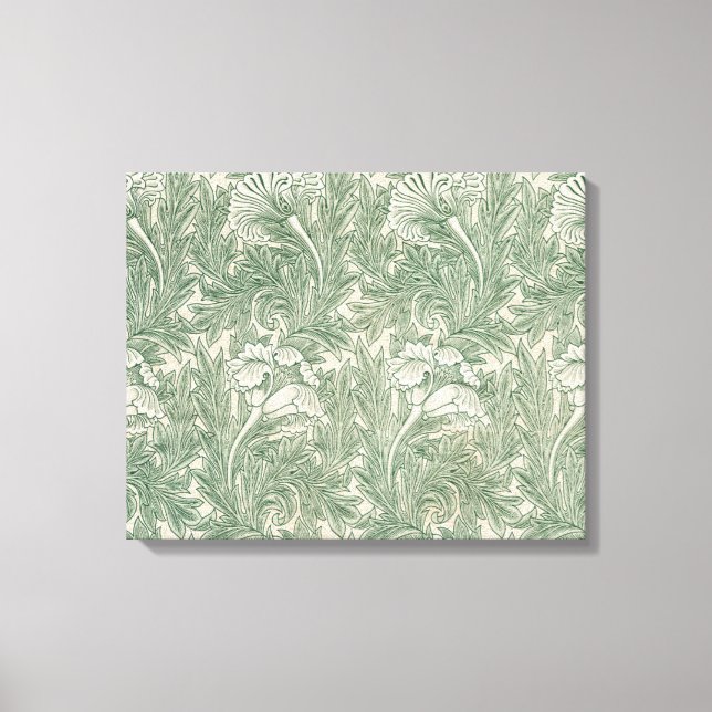 Impressão Em Tela William Morris Verde Sage Padrão de Tulipa: Vintag (Frente)