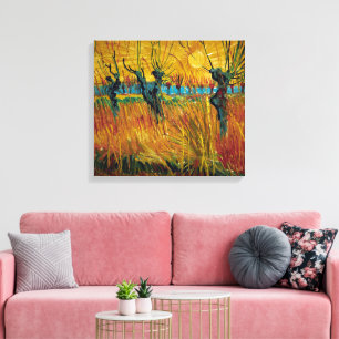 Impressão Em Tela Willows no Sunset   Van Gogh  