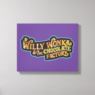 Impressão Em Tela Willy Wonka e o logotipo da fábrica de chocolate