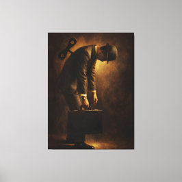 Impressão Em Tela Wind-Up Office Man Surreal Routine Grind Oil Paint