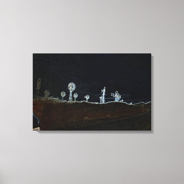 Impressão Em Tela Windmill Windfarm Car Circa 1930 - Fotografia Neon (Frente)