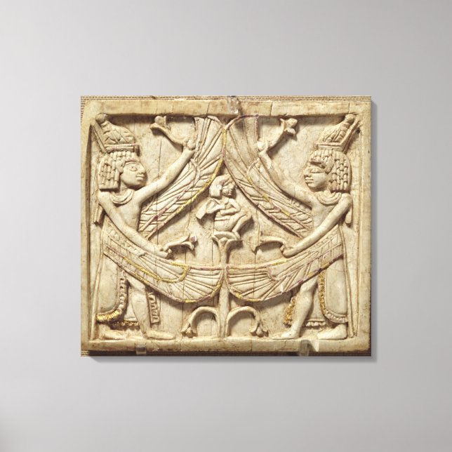 Impressão Em Tela Winged genii, Assyrian Período, c.750 BC (marfim) (Frente)