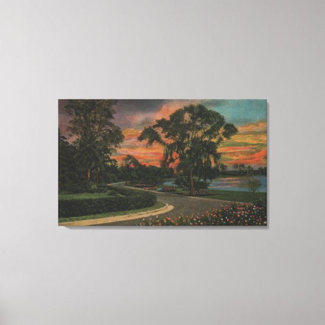 Impressão Em Tela Winter Haven, Flórida - Sunset View do Lago (Frente)