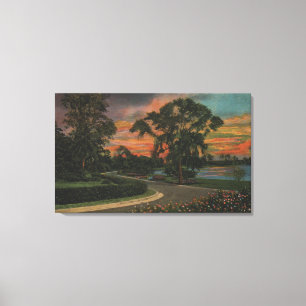 Impressão Em Tela Winter Haven, Flórida - Sunset View do Lago