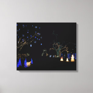 Impressão Em Tela Winter Wonderland Lights Blue and White Holiday