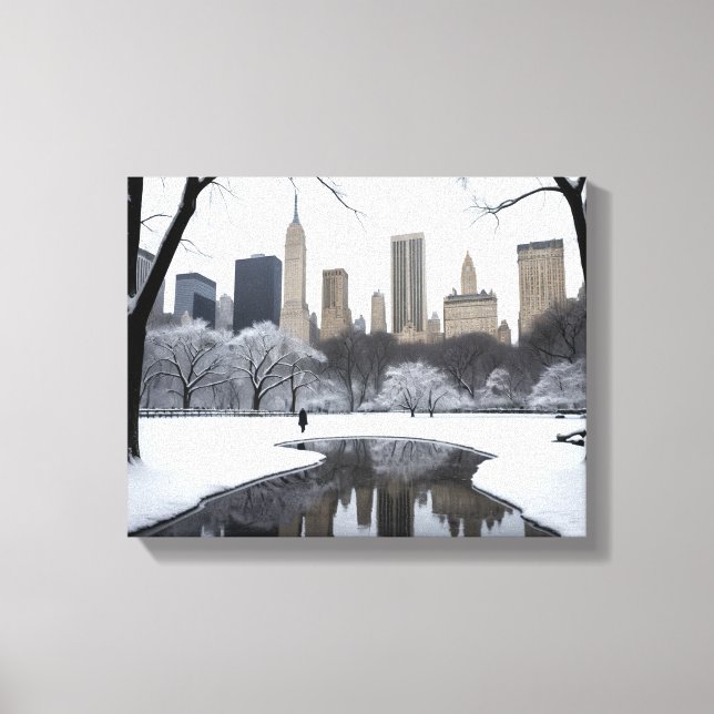 Impressão Em Tela Winter's Embrace in Central Park (Frente)