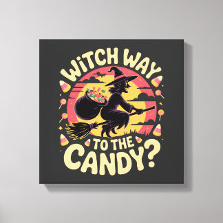 Impressão Em Tela Witch Way to the Candy Halloween T-shirt