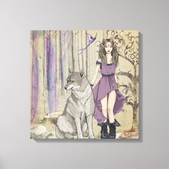 Impressão Em Tela Wolf e Fairy (Frente)