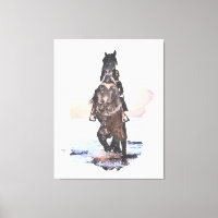 *~* Woman Horse Beach AR22 Equine Watercolor