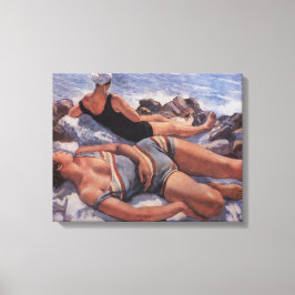 Impressão Em Tela Women Sunbelt on the Beach (por Serebriakova)