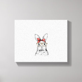 Impressão Em Tela Womens Leopard Easter Bunny Rabbit V-Neck 