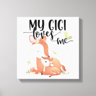 Impressão Em Tela Woodland Deer Doe and Baby Fawn My Gigi Me ama
