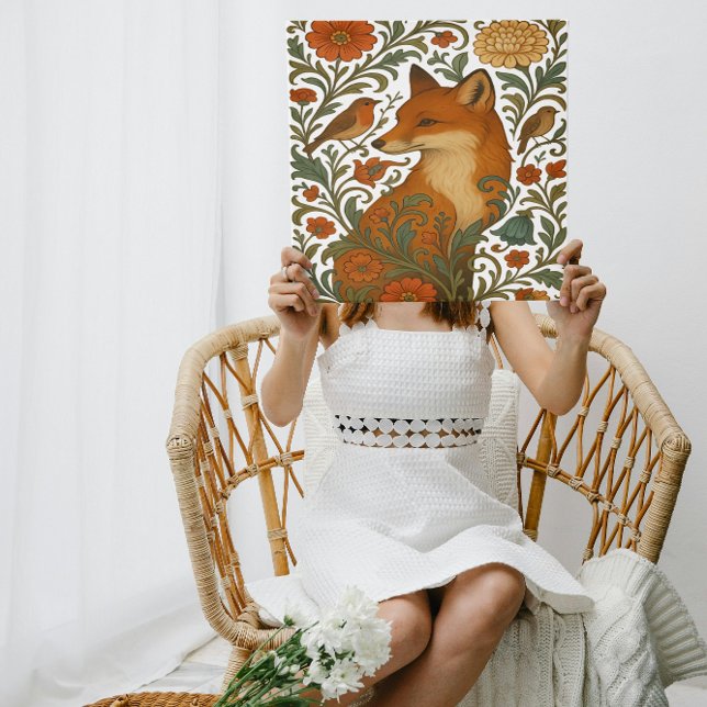 Impressão Em Tela Woodland Grace Fox Motif in Bloom (Criador carregado)