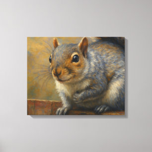 Impressão Em Tela Woodland Whimsy - Retrato Realista de Esquilo