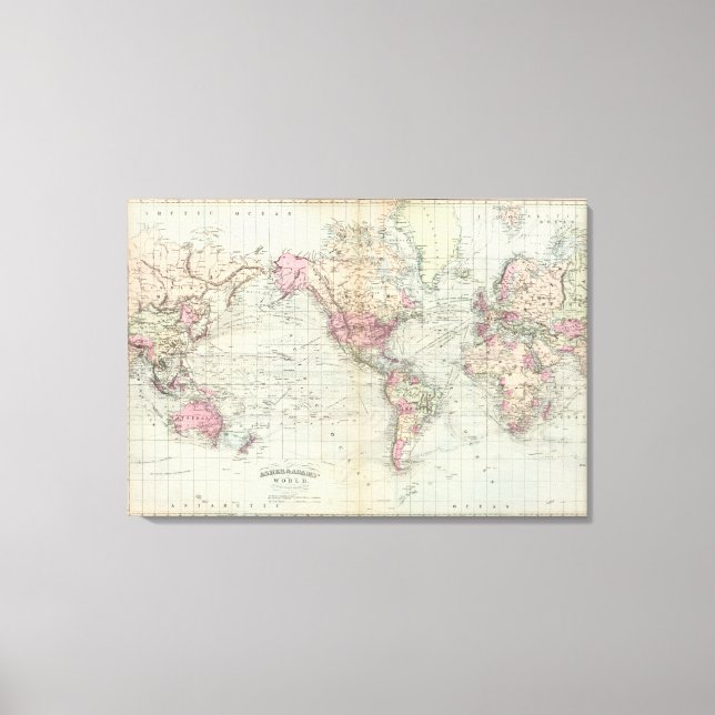 Impressão Em Tela World, projeção do Mercator 2 (Frente)