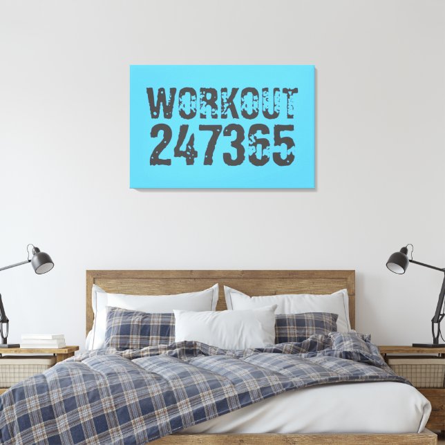 Impressão Em Tela Worn out and scratched text Workout 247365 blue (Insitu(Quarto))
