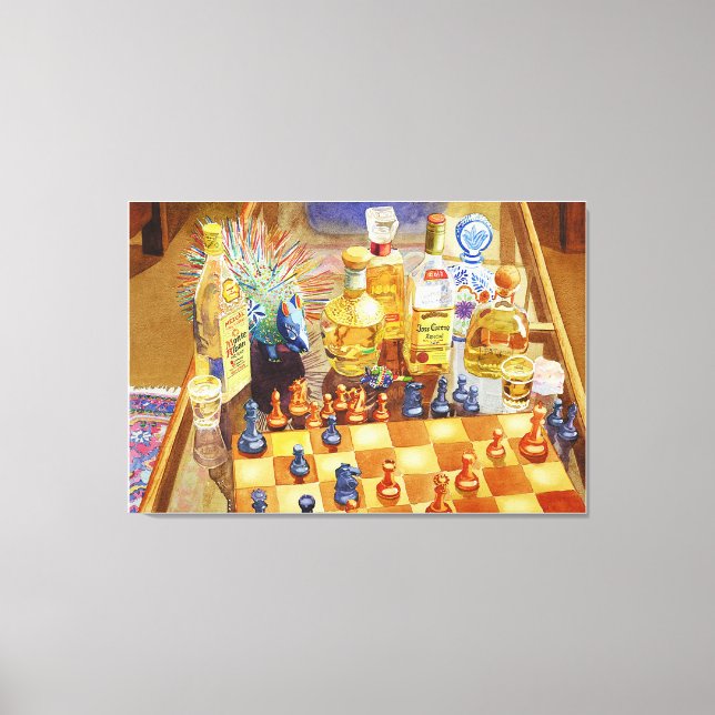 Impressão Em Tela Xadrez e Tequila (Frente)