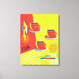 Impressão Em Tela Xícara De Café Abstrata Arte Contemporânea Moderna