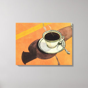 Impressão Em Tela Xícara de café antiga, pires, colher, lanchonete r