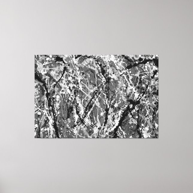 Impressão Em Tela XLVIII PRETO E BRANCO - Pintura de ação - (Frente)