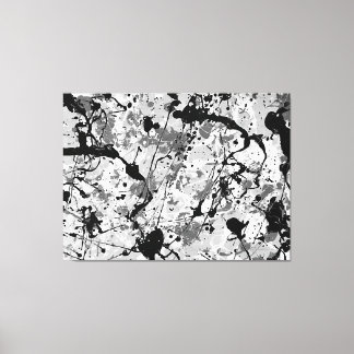 Impressão Em Tela XXXIX PRETO E BRANCO - Pintura de ação - Abstrato-