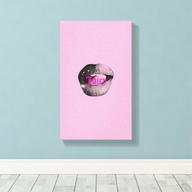 Impressão Em Tela Y2K Lips Portrait – Glossy Aesthetic Pop Art Print (Insitu(piso de madeira))