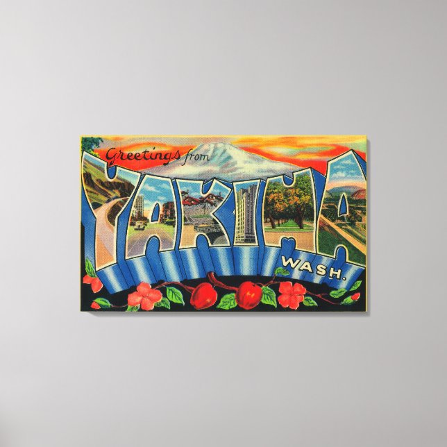 Impressão Em Tela Yakima, Washington - Grande Cena de Letra 2 (Frente)