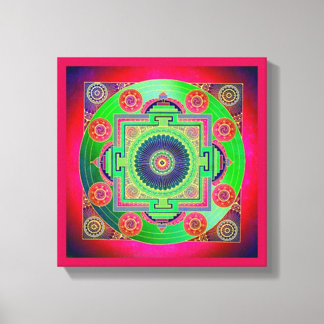 Impressão Em Tela YANTRA - roda do excelente - rosa verde (Frente)