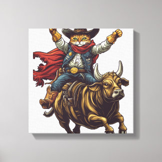 Impressão Em Tela Yeehaw Kitty � Gato do Oeste Selvagem Cowboy Rodei