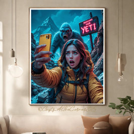 Impressão Em Tela Yeti Bigfoot Sasquatch Selfie Monte Everest Neon