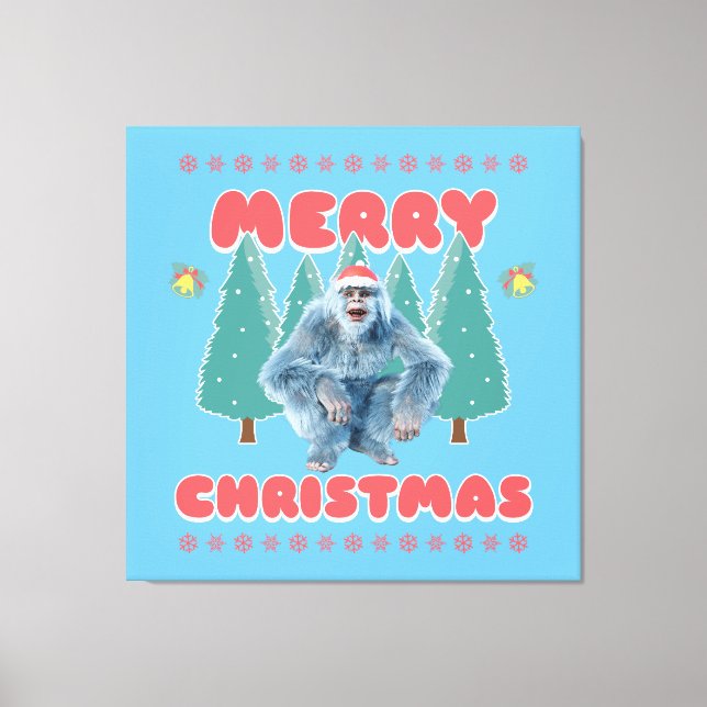 Impressão Em Tela Yeti Engraçado - Feliz Natal (Frente)