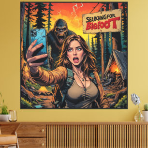 Impressão Em Tela Yeti Pé Grande Sasquatch Selfie Monte Everest Neon