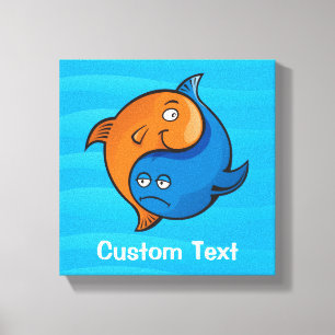Impressão Em Tela Yin Yang Fish Cartoon