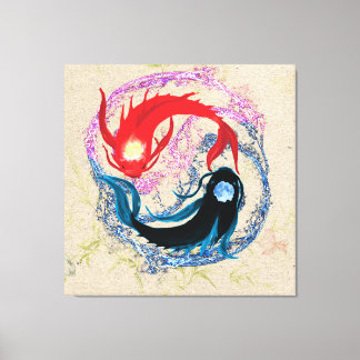 Impressão Em Tela yin yang koi peixe japanês estilo arte