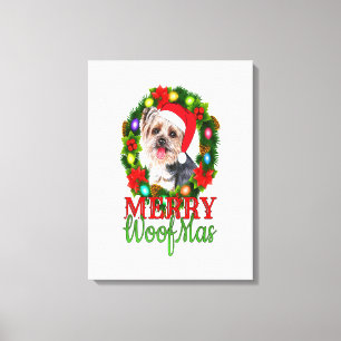 Impressão Em Tela YORKIE CHRISTMAS FELIZ WOOFMAS Dog Yorkshire