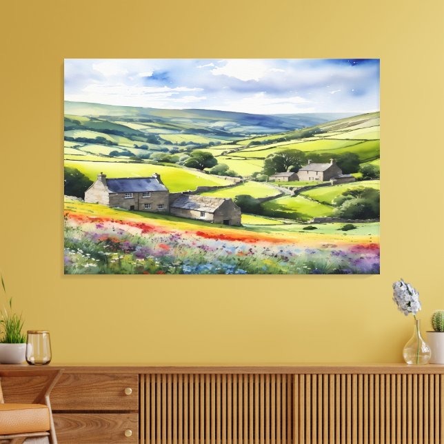 Impressão Em Tela "Yorkshire Meadowsong" Landscape Yorkshire Dales (Insitu(Sala de estar))
